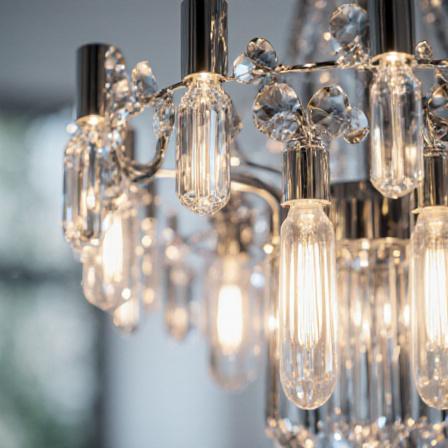 Close up of a luxury crystal chandelier